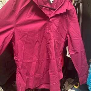 Time and Tru Fuchsia Button-Up‎ Shirt